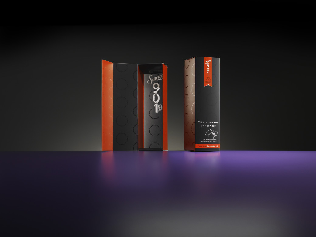 black custom Sauza folding carton packaging