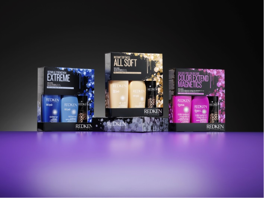 Redken's packaging combines the foil effect and vibrant colors for a winning design